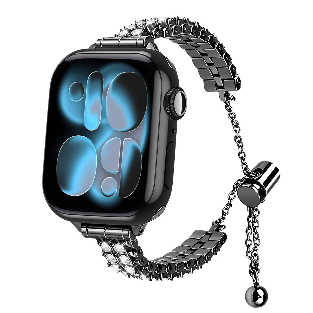 iBandGear Crystal Spike Metal Band for Apple Watch – Edgy Luxury Style - Black