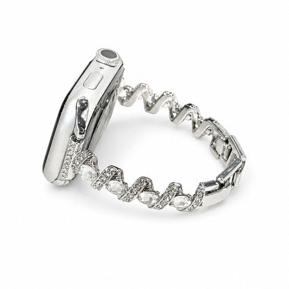iBandGear Crystal Twist Link Band for Apple Watch – Elegant Jewelry Bracelet - Silver