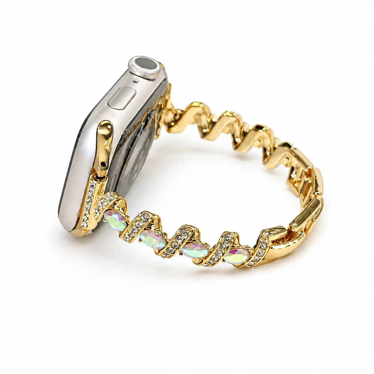 iBandGear Crystal Twist Link Band for Apple Watch – Elegant Jewelry Bracelet - Gold