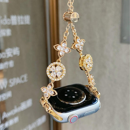 iBandGear Crystal Flower Charm Gold band links and inner detail