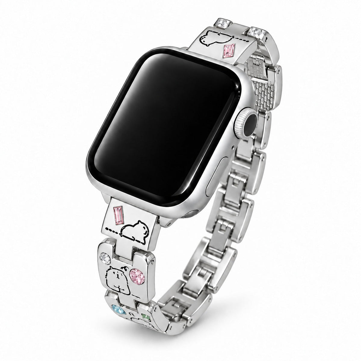 iBandGear Cute Critter Crystal Metal Band for Apple Watch - Silver