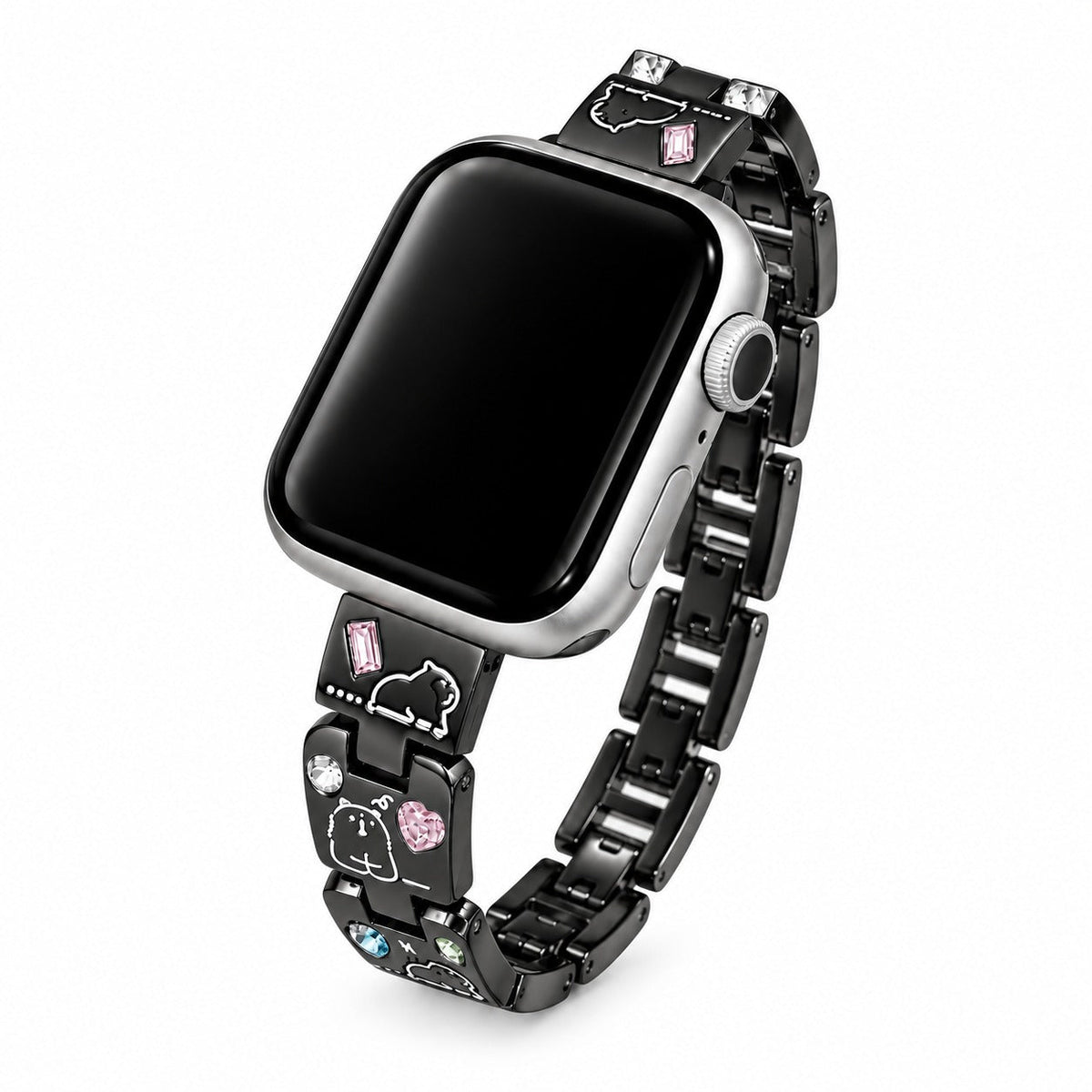 iBandGear Cute Critter Crystal Metal Band for Apple Watch - Black