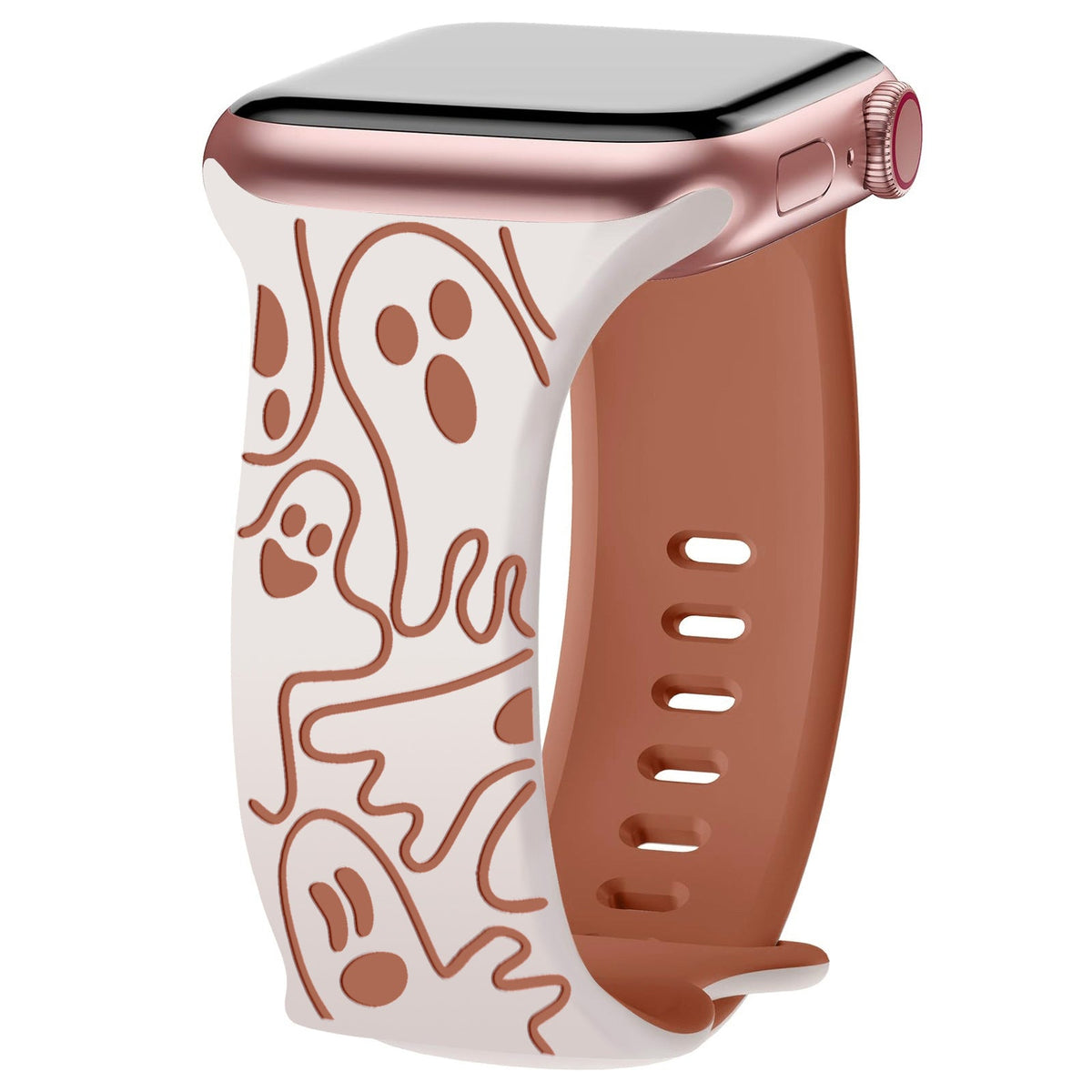 iBandGear Cute Ghost 3D Laser Engraved Silicone Band for Apple Watch - Starlight-Brown
