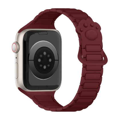 iBandGear Cute Paw Slim Magnetic Silicone Band for Apple Watch - Wine Red
