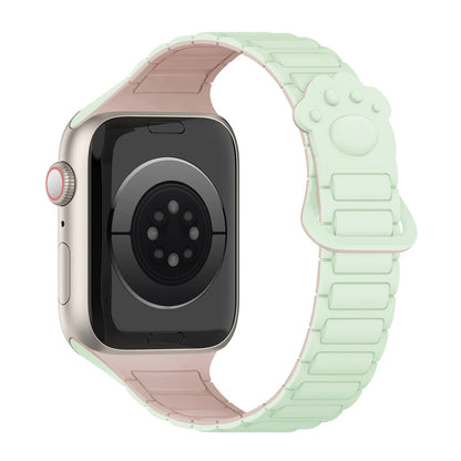 iBandGear Cute Paw Slim Magnetic Silicone Band for Apple Watch - Light Mint - Pink