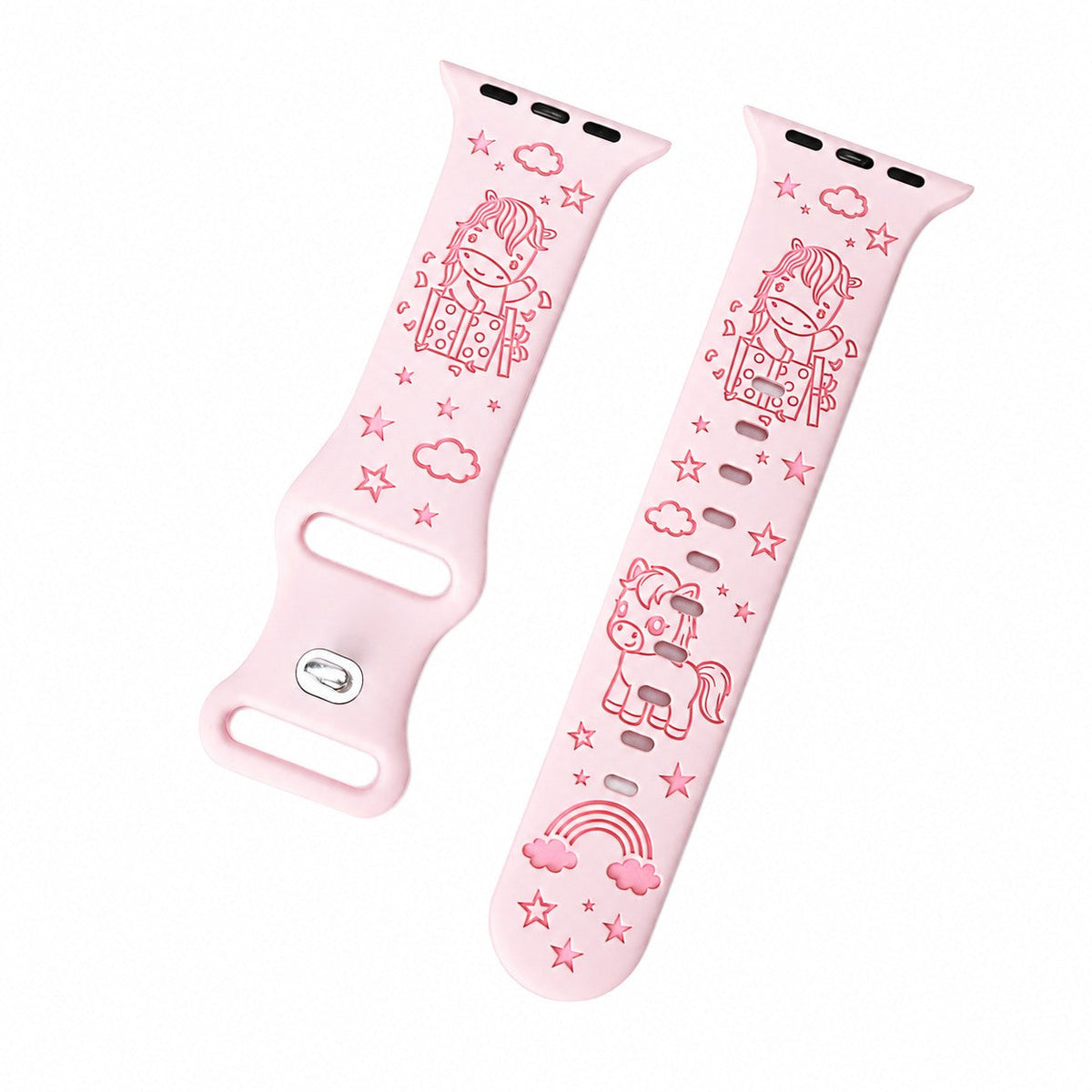 iBandGear Cute Pony 3D Engraved Silicone Band for Apple Watch - Pink-Hot Pink