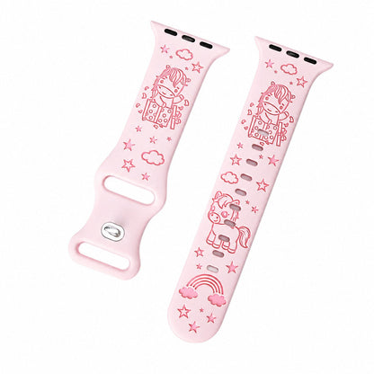 iBandGear Cute Pony 3D Engraved Silicone Band for Apple Watch - Pink-Hot Pink