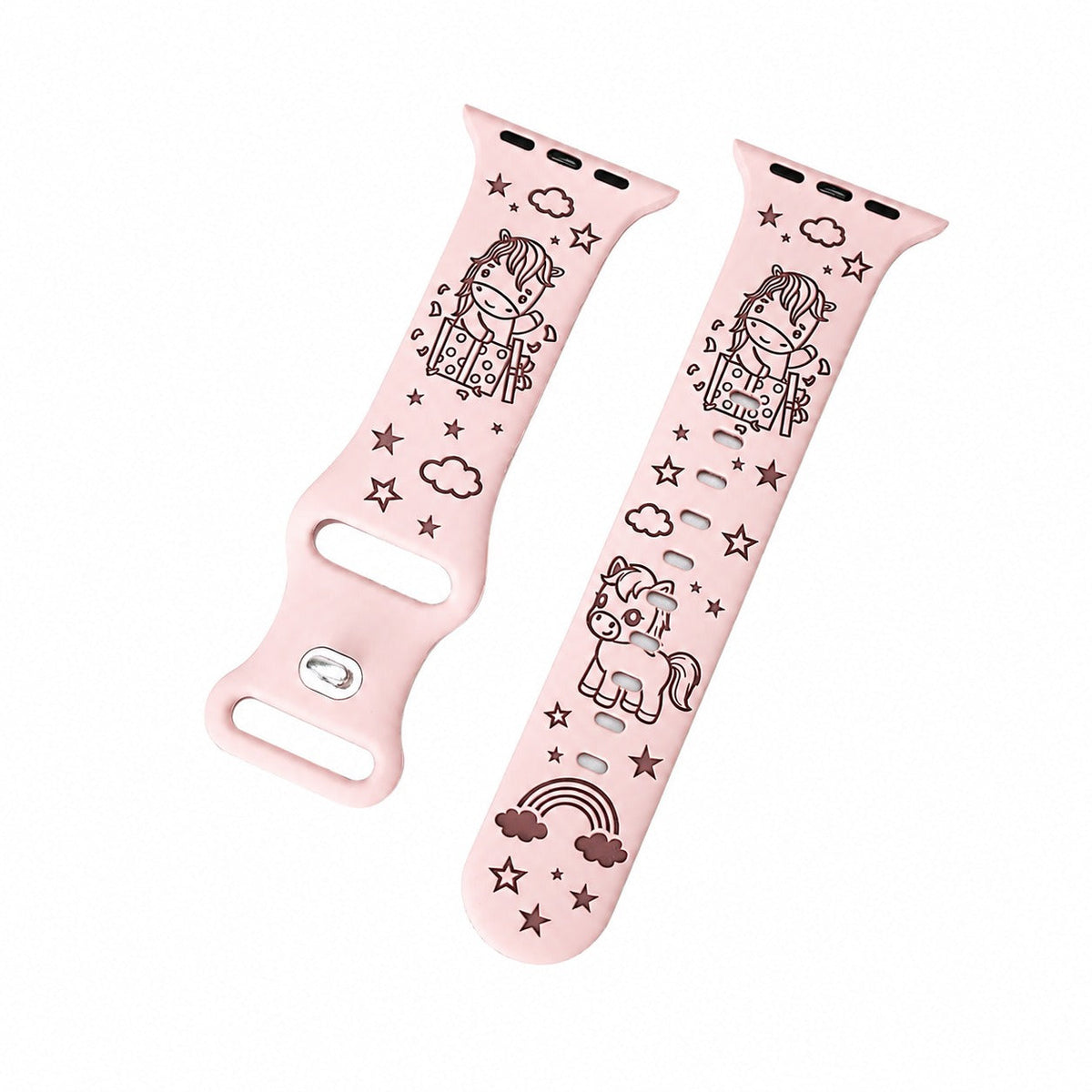 iBandGear Cute Pony 3D Engraved Silicone Band for Apple Watch - Pink-Smoky Purple