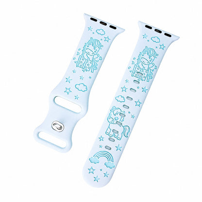 iBandGear Cute Pony 3D Engraved Silicone Band for Apple Watch - Blue-Ice Blue