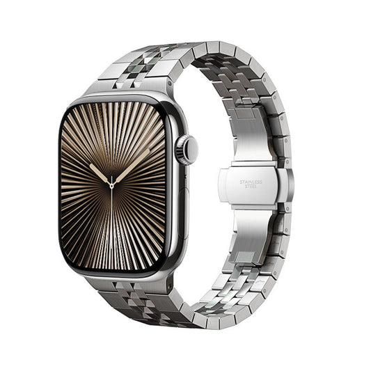 iBandGear Diamond-Cut Stainless Steel Band for Apple Watch - Silver