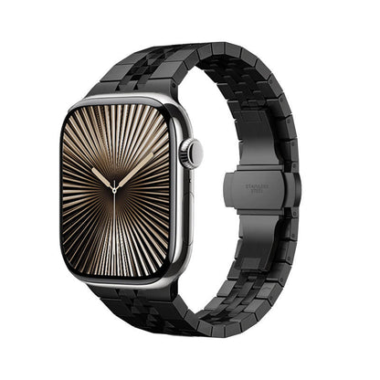 iBandGear Diamond-Cut Stainless Steel Band for Apple Watch - Black