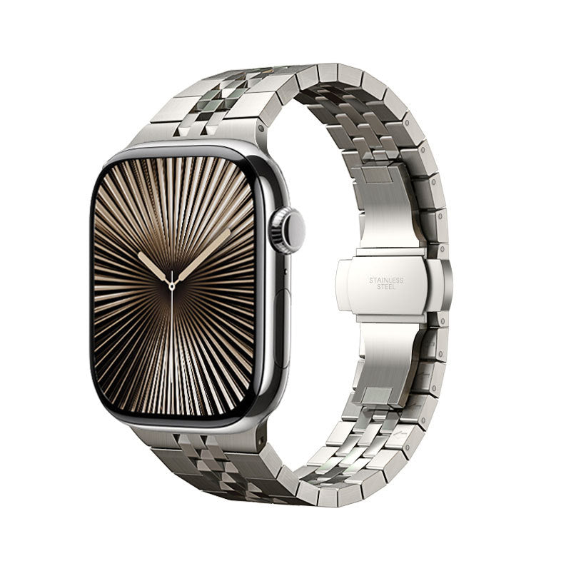 iBandGear Diamond-Cut Stainless Steel Band for Apple Watch - Titanium