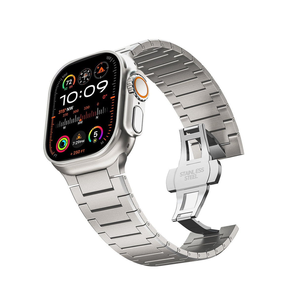 iBandGear DLC-Enhanced Solid Titanium Link Bracelet for Apple Watch - Titanium