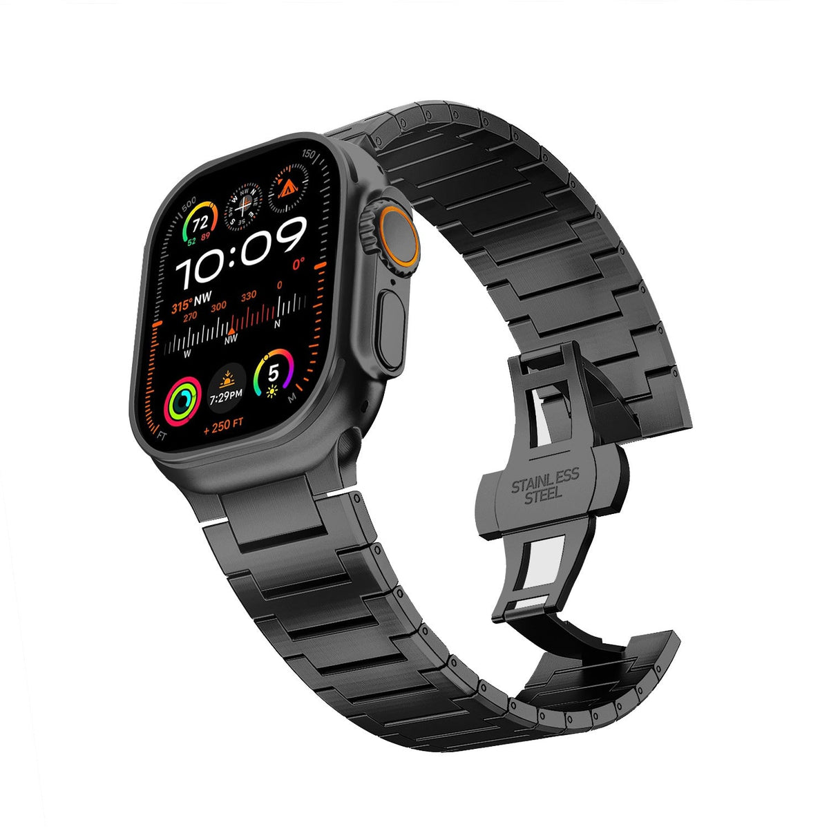 iBandGear DLC-Enhanced Solid Titanium Link Bracelet for Apple Watch - Black