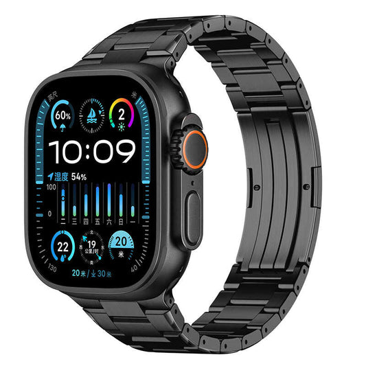 iBandGear DLC Titanium Band for Apple Watch Metal Link Strap - Black