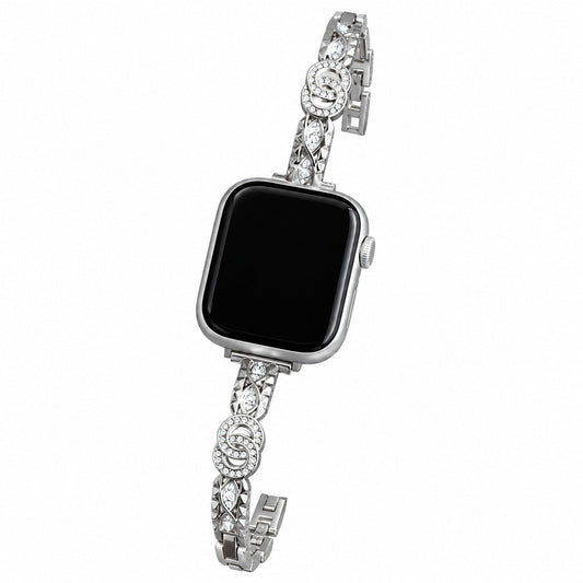 iBandGear Double Ring Crystal Bracelet Band for Apple Watch - Silver