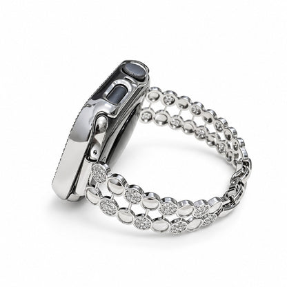 iBandGear Double Row Crystal Chain Bracelet Band for Apple Watch - Silver