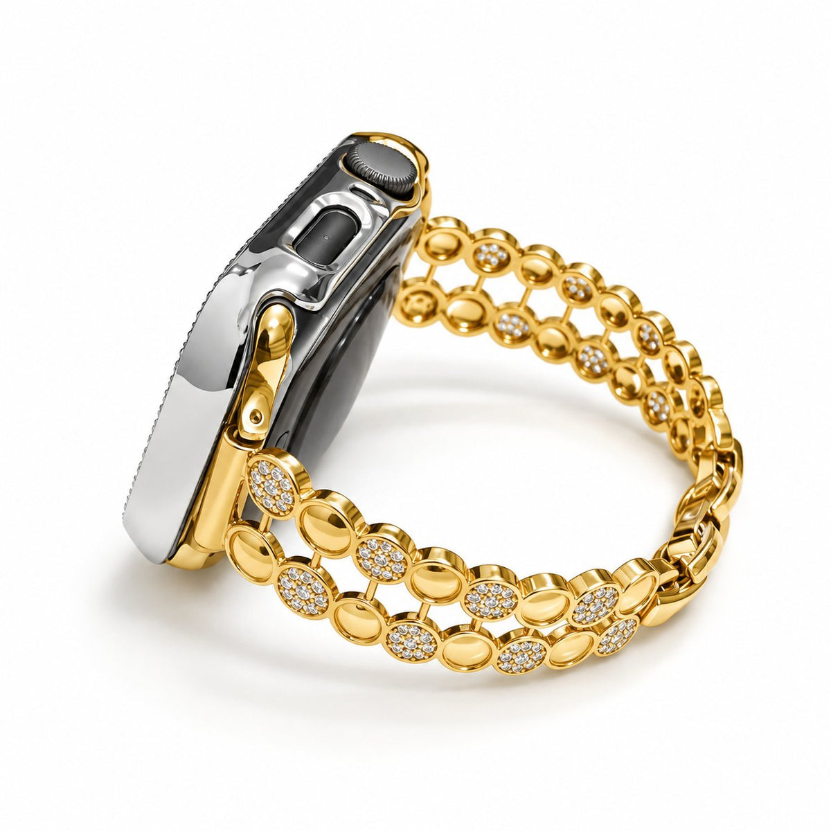 iBandGear Double Row Crystal Chain Bracelet Band for Apple Watch - Gold