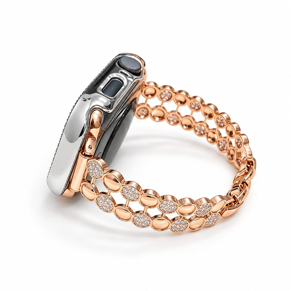 iBandGear Double Row Crystal Chain Bracelet Band for Apple Watch - Rose Gold