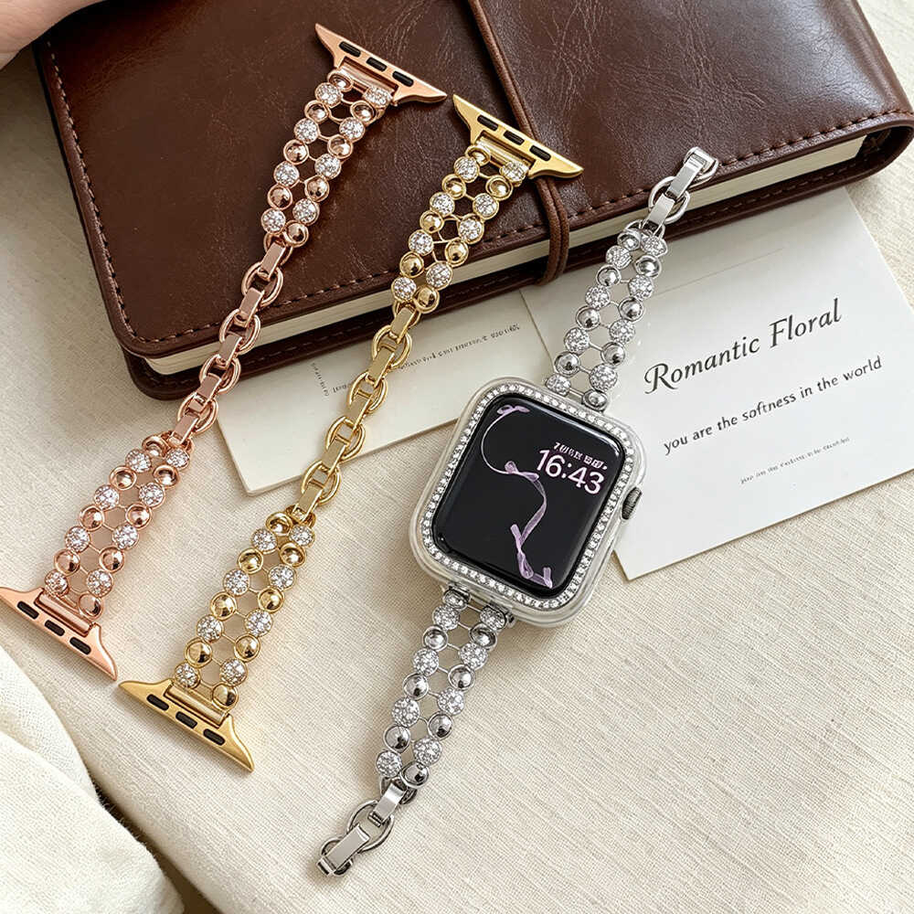 iBandGear Double Row Crystal Chain band - three finishes; watch and decorative case not included