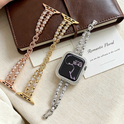 iBandGear Double Row Crystal Chain band - three finishes; watch and decorative case not included