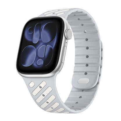 iBandGear Dual-Tone Magnetic Silicone Band for Apple Watch with Glow Accent Option - Light Gray - Starlight