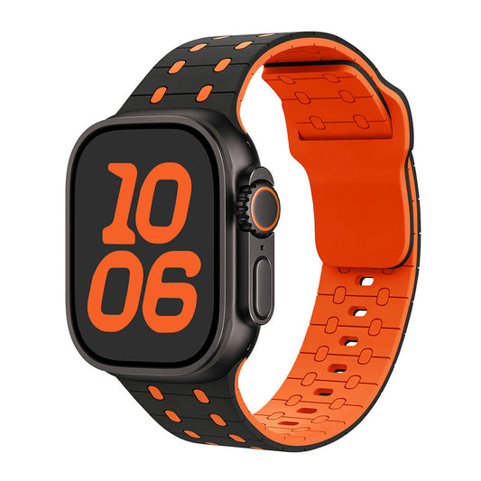 iBandGear Dual-Tone Sport Silicone Band for Apple Watch - Black-Orange