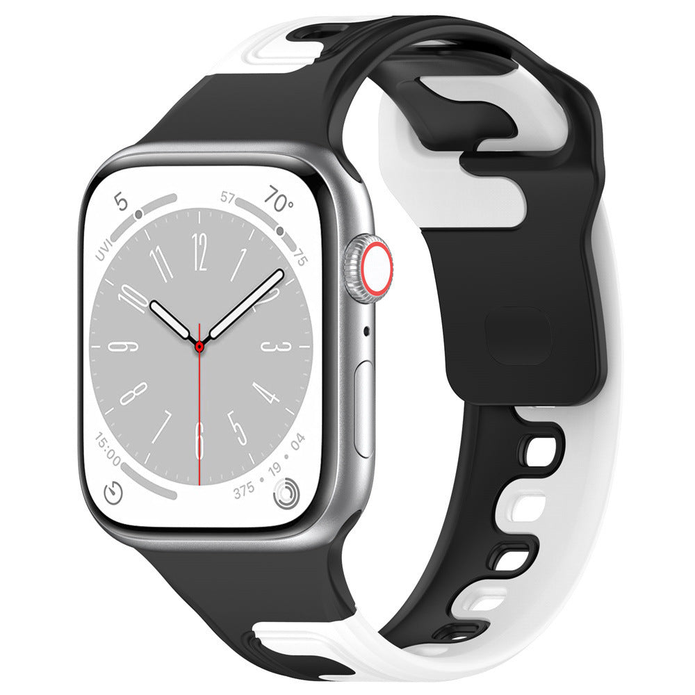 iBandGear DuoFlow Two-Tone Silicone Band for Apple Watch - Black-White