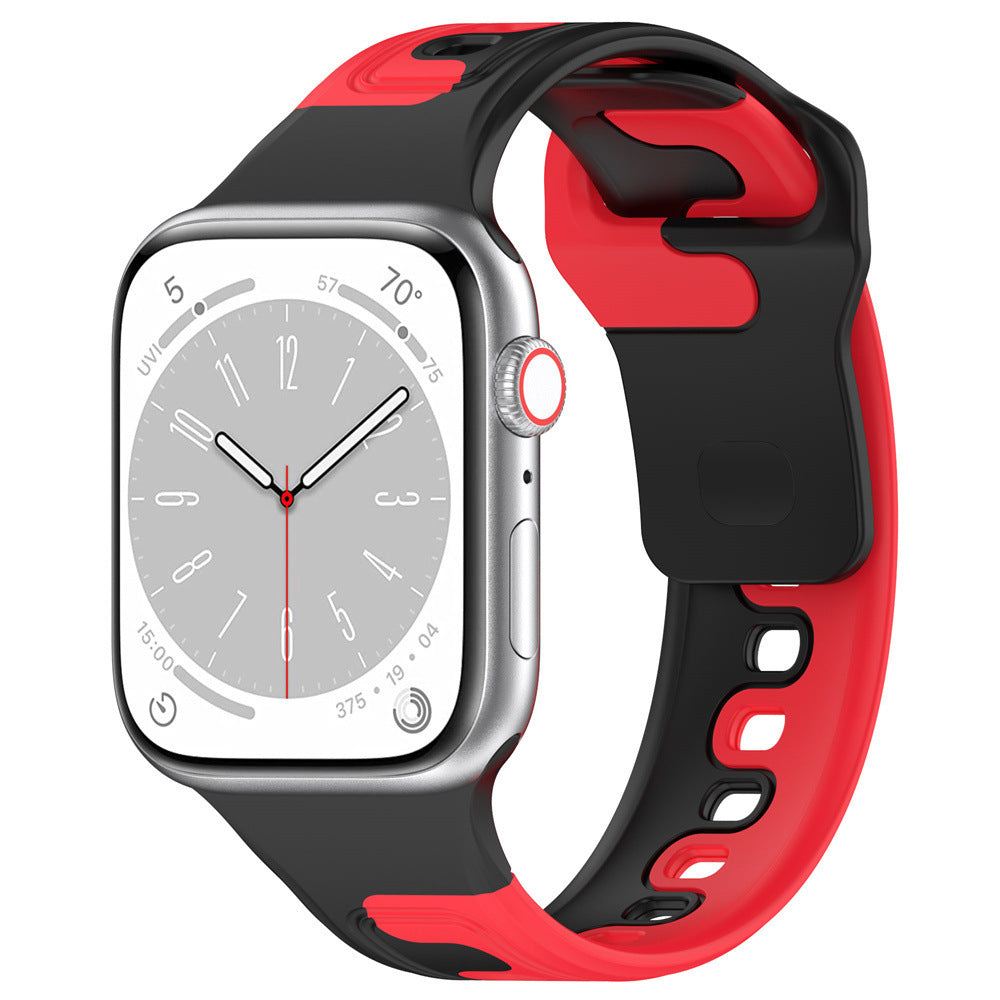 iBandGear DuoFlow Two-Tone Silicone Band for Apple Watch - Black-Red