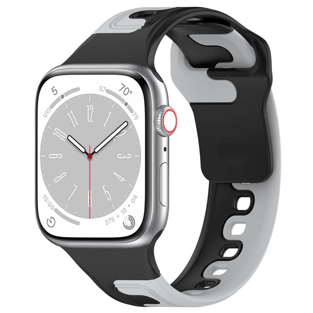 iBandGear DuoFlow Two-Tone Silicone Band for Apple Watch - Black-Gray