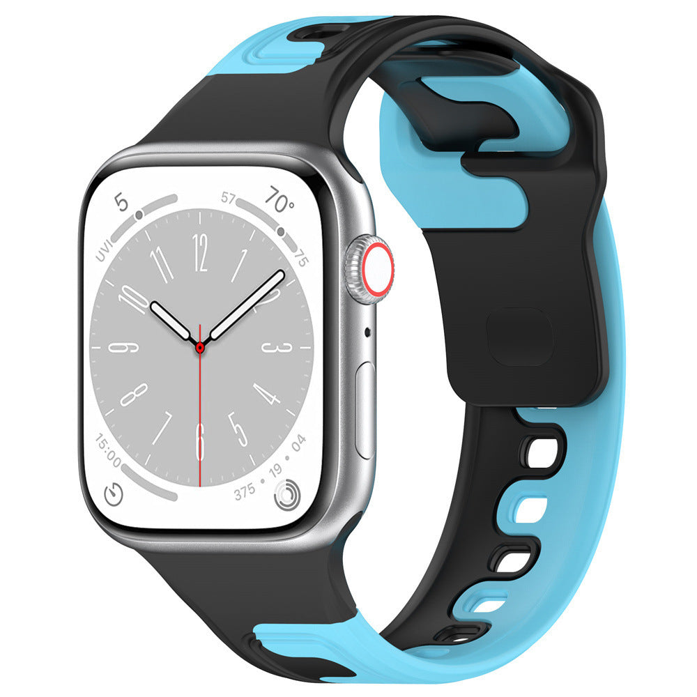 iBandGear DuoFlow Two-Tone Silicone Band for Apple Watch - Black-Blue