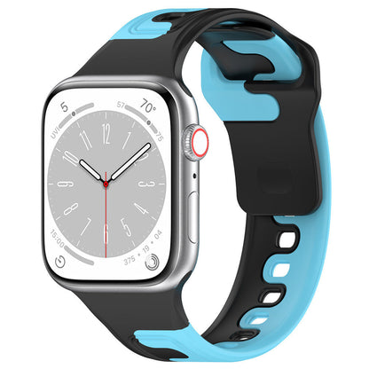 iBandGear DuoFlow Two-Tone Silicone Band for Apple Watch - Black-Blue