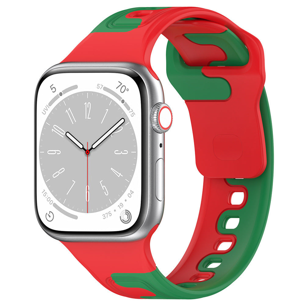 iBandGear DuoFlow Two-Tone Silicone Band for Apple Watch - Red-Green
