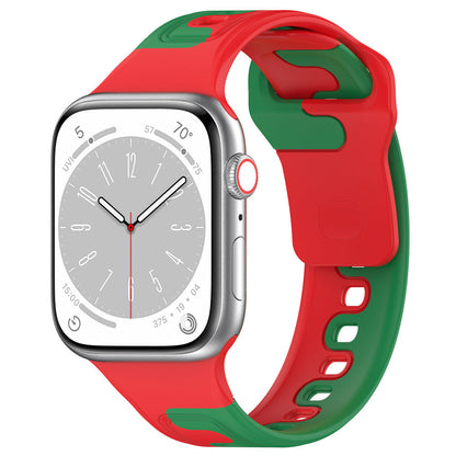 iBandGear DuoFlow Two-Tone Silicone Band for Apple Watch - Red-Green