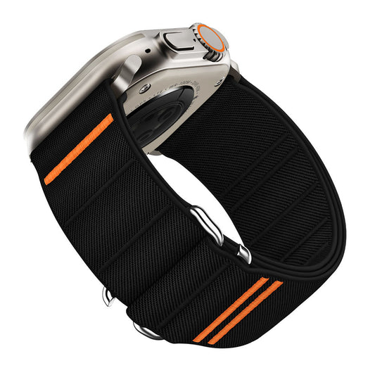 iBandGear Elastic Nylon Band for Apple Watch Breathable Sport Loop Strap - Black
