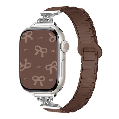 iBandGear Elegant Bow Magnetic Silicone Band for Apple Watch - Chocolate