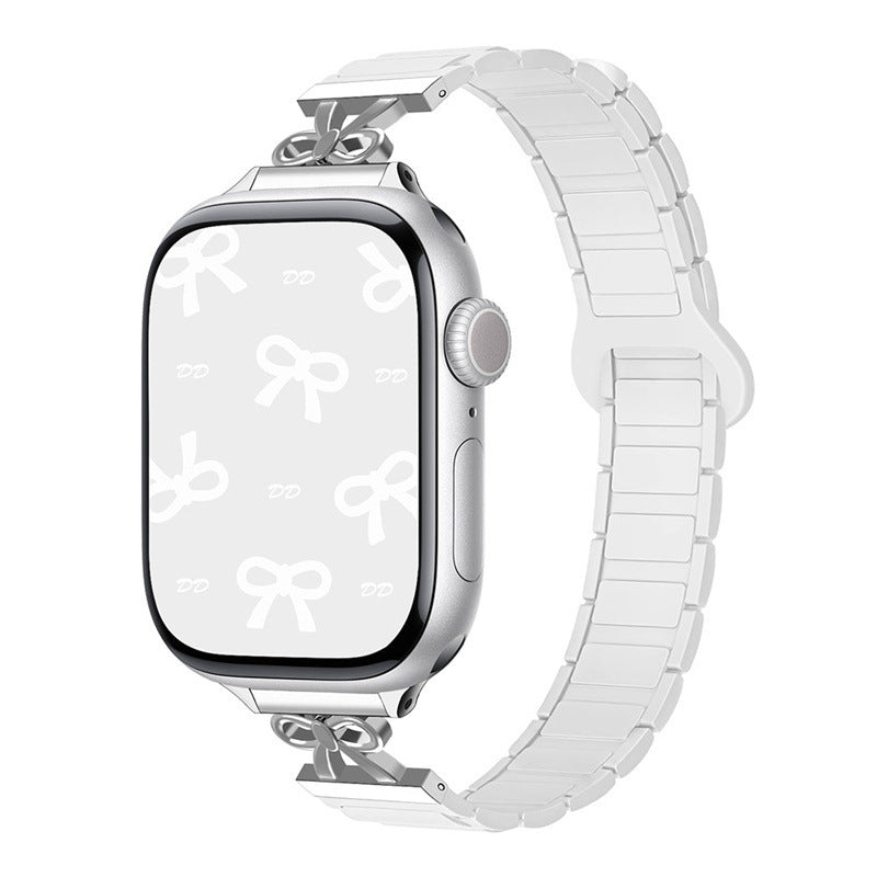 iBandGear Elegant Bow Magnetic Silicone Band for Apple Watch - White