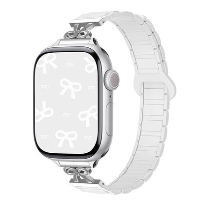 iBandGear Elegant Bow Magnetic Silicone Band for Apple Watch - White