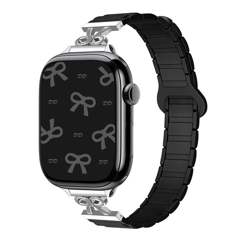 iBandGear Elegant Bow Magnetic Silicone Band for Apple Watch - Black
