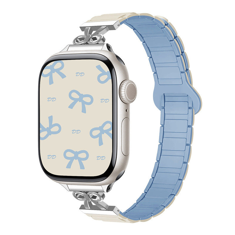 iBandGear Elegant Bow Magnetic Silicone Band for Apple Watch - Starlight -Blue