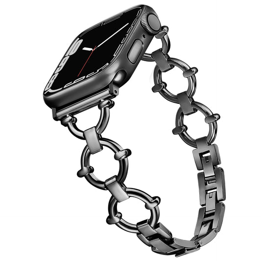 iBandGear Elegant Chain Bracelet Band for Apple Watch – Stylish Jewelry Link Strap - Black