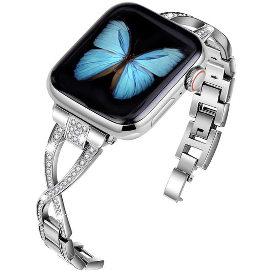 iBandGear Elegant Crystal Bracelet Band for Apple Watch - Silver