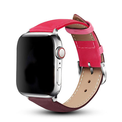 iBandGear Elegant Genuine Leather Band for Apple Watch - Wine Red-Pink