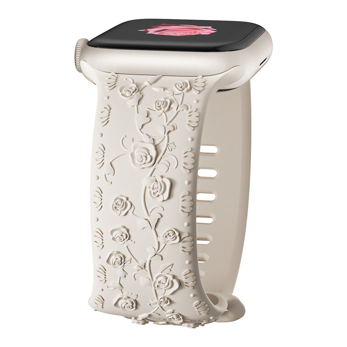 iBandGear Embossed Rose Silicone Band for Apple Watch - Starlight