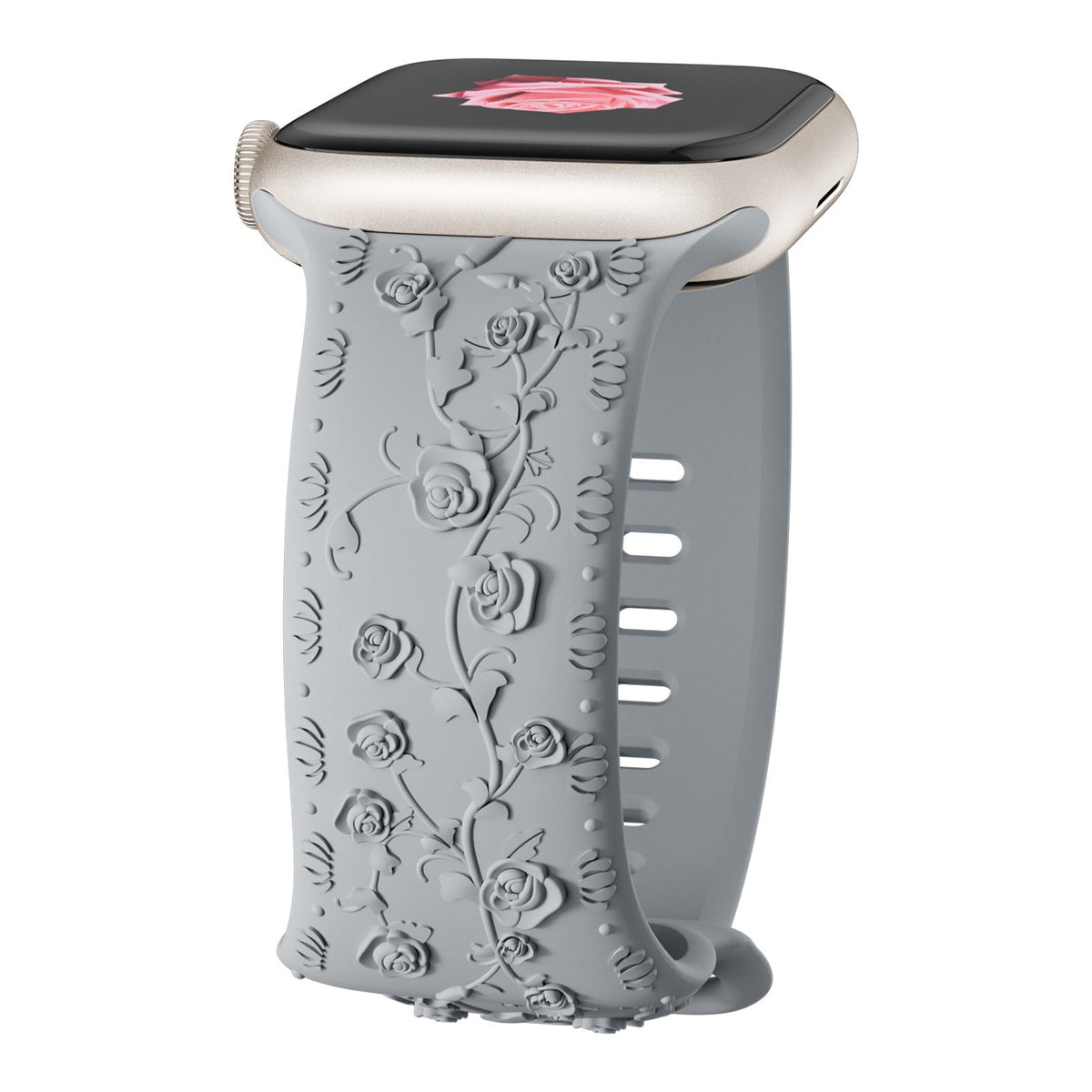 iBandGear Embossed Rose Silicone Band for Apple Watch - Gray