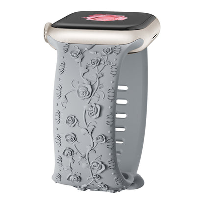 iBandGear Embossed Rose Silicone Band for Apple Watch - Gray