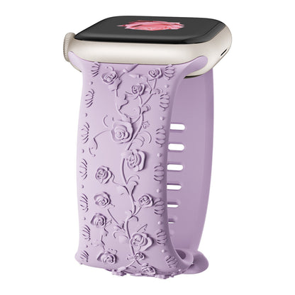iBandGear Embossed Rose Silicone Band for Apple Watch - Lavender Purple