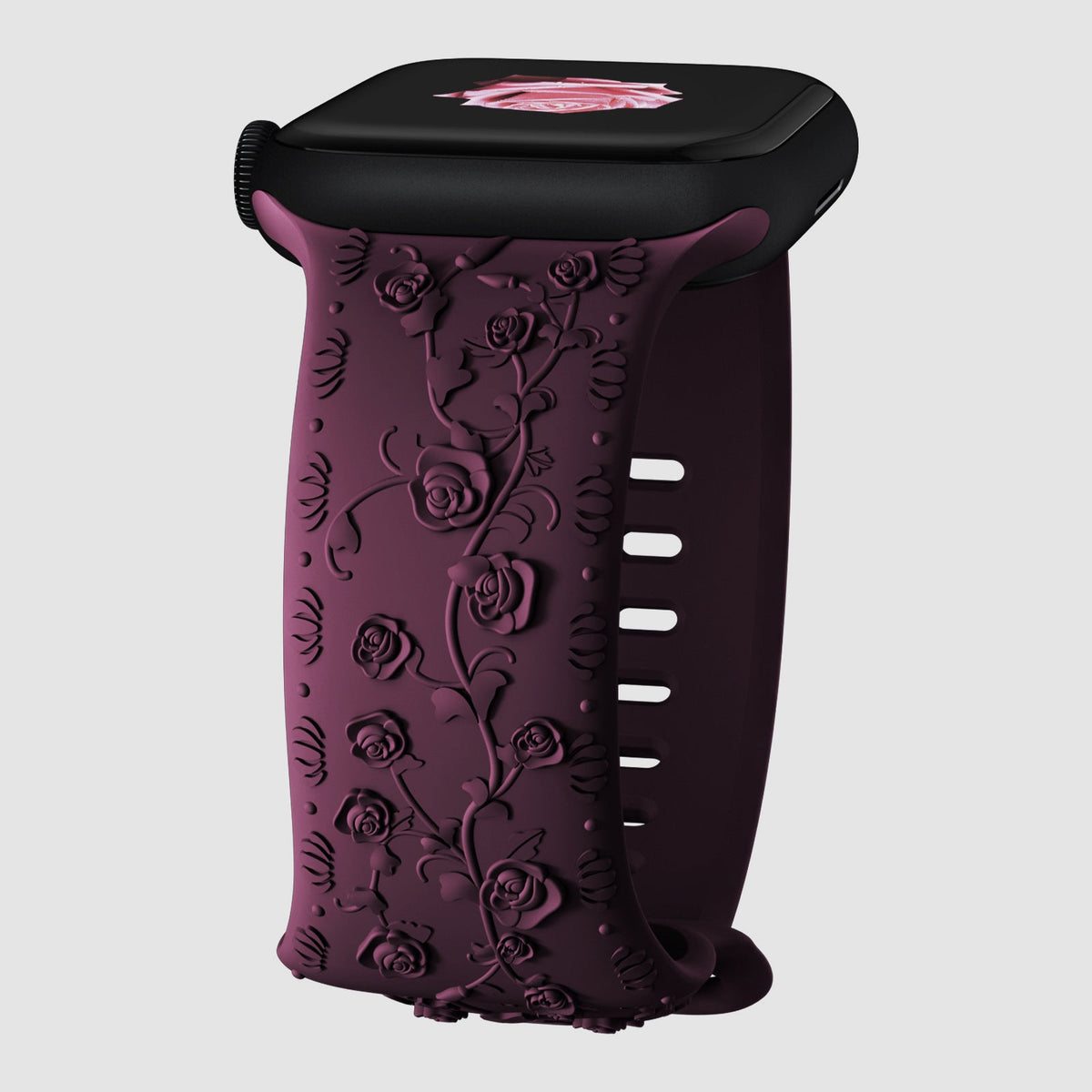 iBandGear Embossed Rose Silicone Band for Apple Watch - Cherry