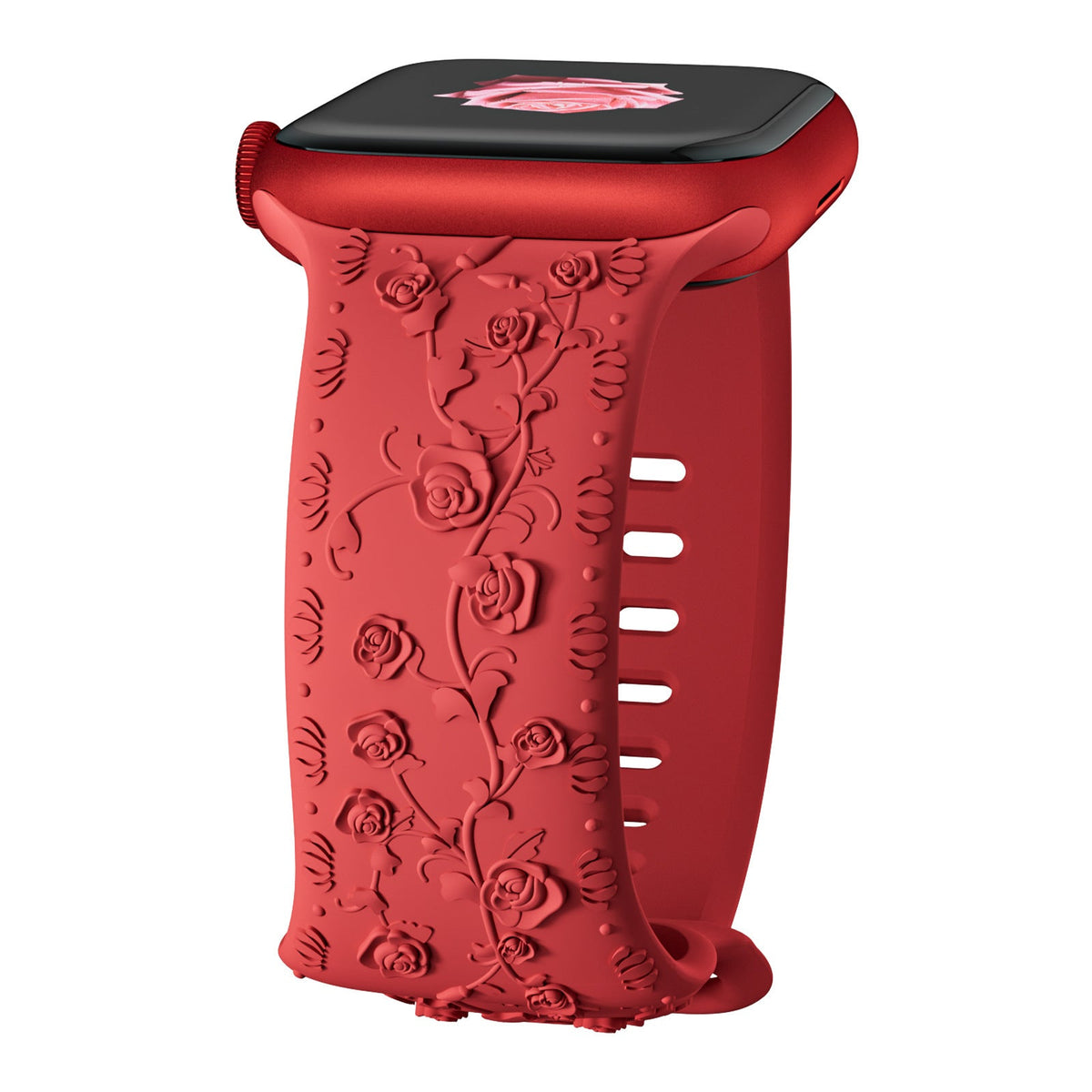 iBandGear Embossed Rose Silicone Band for Apple Watch - Red