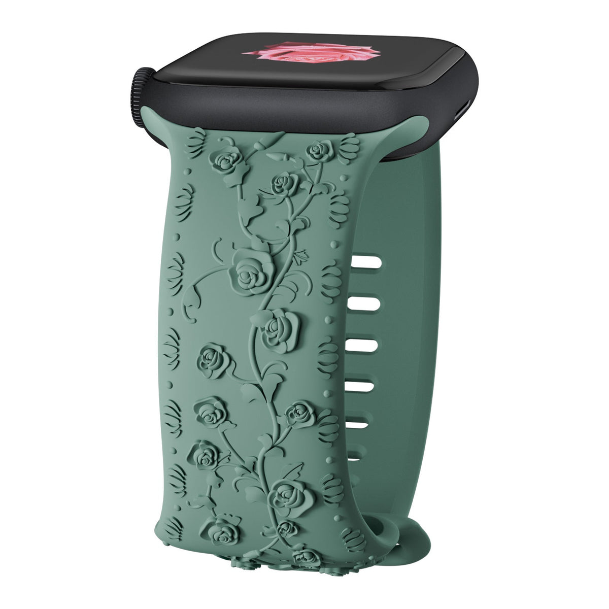 iBandGear Embossed Rose Silicone Band for Apple Watch - Cactus Green